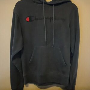 Champion Men's Dark Gray Hoodie with Red Logo men’s XL